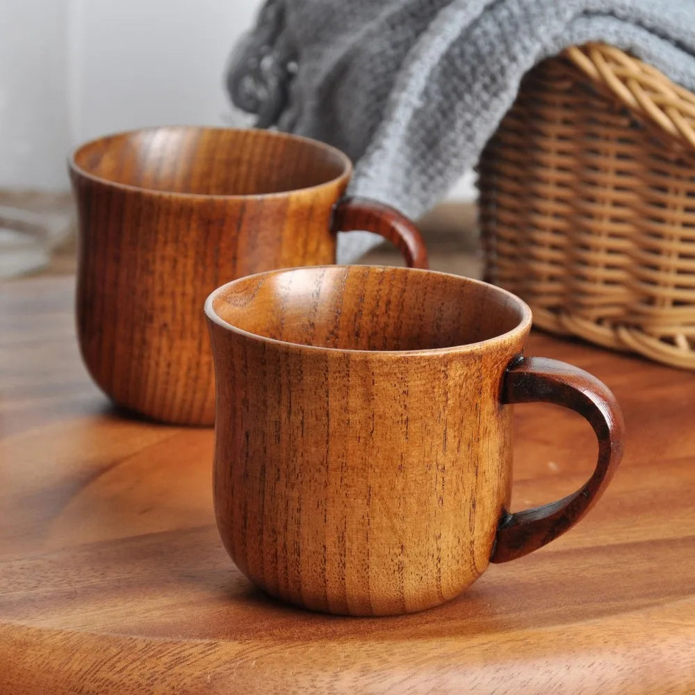 Natural Wooden Cups – 200ML Solid Wood Drinkware for Coffee, Tea, Milk & More | Eco-Friendly Rustic Mugs