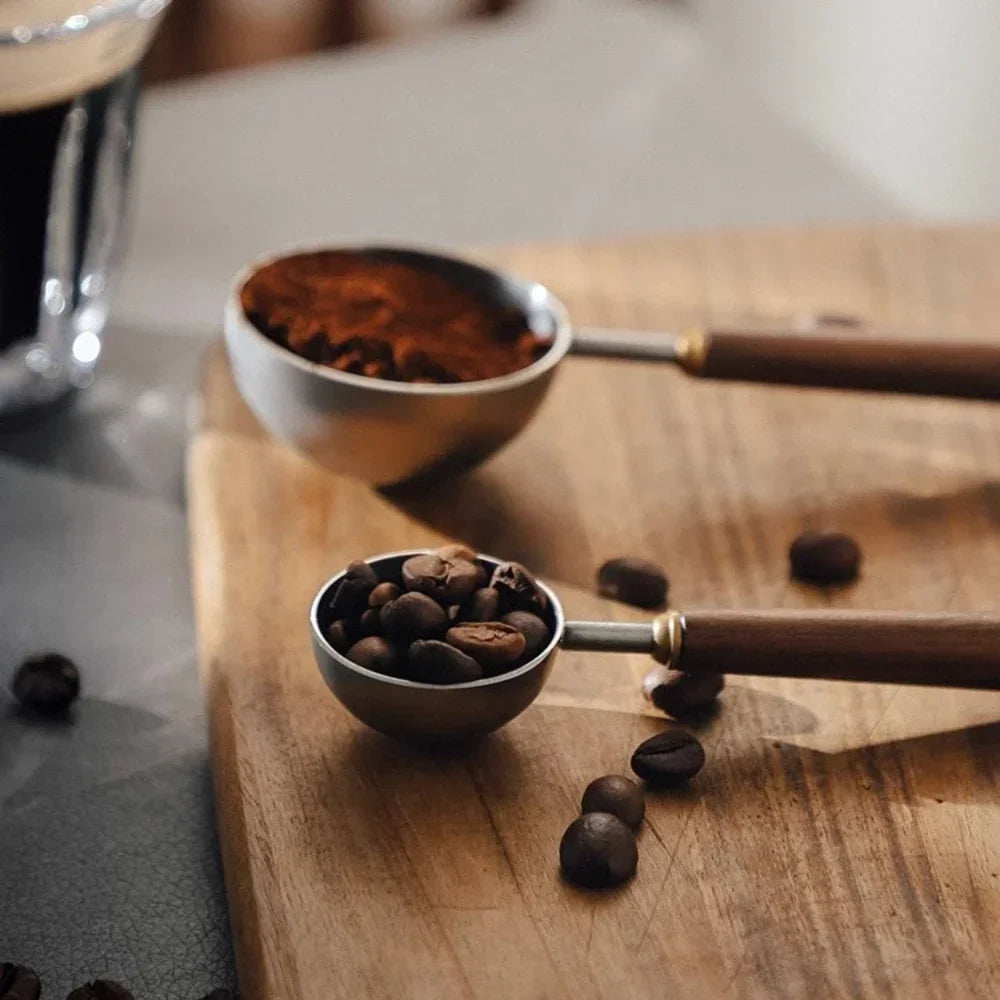 Stainless Steel Coffee Scoop with Walnut Wood Handle – Stylish & Precise Tablespoon for Coffee, Tea & Baking