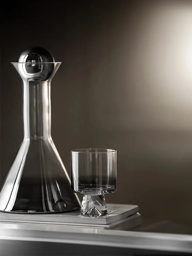 Nordic Light Luxury Glass Decanter Set – Elegant Pitcher & Cups with Tray | Modern Ombre Drinkware for Wine, Water & Cocktails
