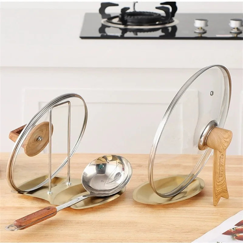Stainless Steel Pot Lid and Spoon Holder – Multifunctional Kitchen Organizer